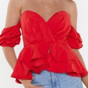Needs Bust Off-the-Shoulder Ruffle top